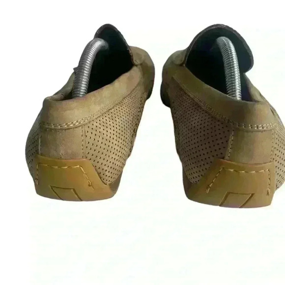 Bruno Magli Mens  Tan Perforated Suede Penny Loafers & Slip On In Italy 10M/43.5 - Picture 6 of 12